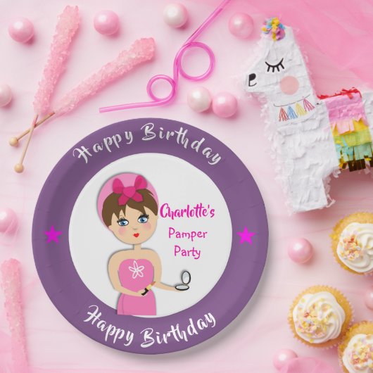 Cute Fun Girly Pamper Spa Party Personalized Papieren Bordje (Feest)