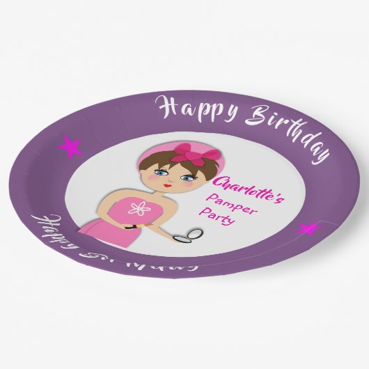 Cute Fun Girly Pamper Spa Party Personalized Papieren Bordje (Gekanteld)
