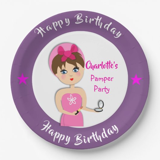 Cute Fun Girly Pamper Spa Party Personalized Papieren Bordje (Voorkant)