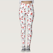 Cute Fun Gnome Elf Modern Nordic Pattern White Leggings (Voorkant)