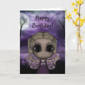 Cute Fun Gothic Fairy Happy Birthday 1 Kaart (Gele Bloem)
