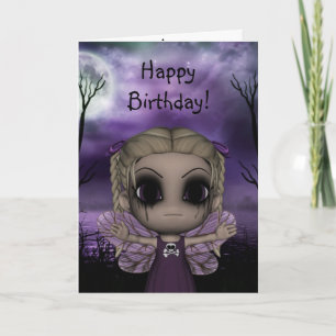 Cute Fun Gothic Fairy Happy Birthday 1 Kaart