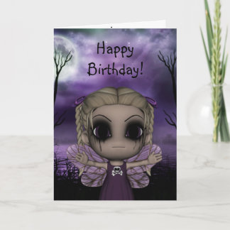 Cute Fun Gothic Fairy Happy Birthday 1 Kaart