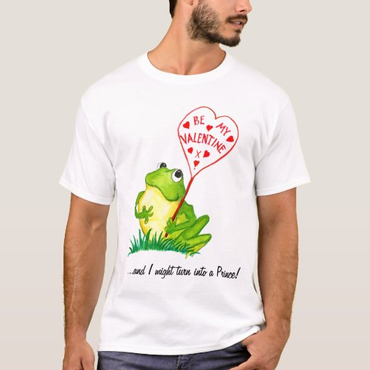 Cute Fun Green Frog Valentijn T-shirt... T-shirt (Voorkant)