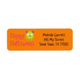 Cute Fun Green Little Monster Custom Address Etiket