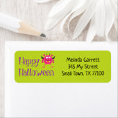 Cute Fun Green Roze Little Monster Custom Address Etiket (Insitu)