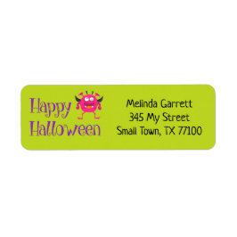 Cute Fun Green Roze Little Monster Custom Address Etiket