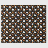 Cute Fun Halloween Ghost Pumpkin Patroon Cadeaupapier (Vlak)
