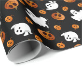 Cute Fun Halloween Ghost Pumpkin Patroon Cadeaupapier (Rol Hoek)