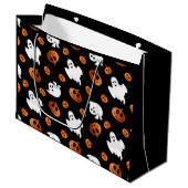Cute Fun Halloween Ghost Pumpkin Patroon Groot Cadeauzakje (Voorkant Gekanteld)