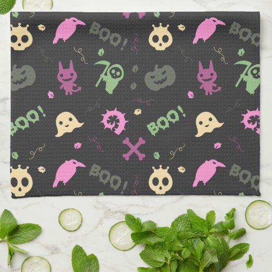 Cute Fun Halloween Pattern Theedoek (Gevouwen)
