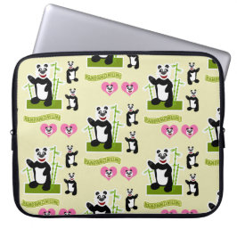 Cute Fun Happy Panda Beer Cartoon Pattern Laptop Sleeve