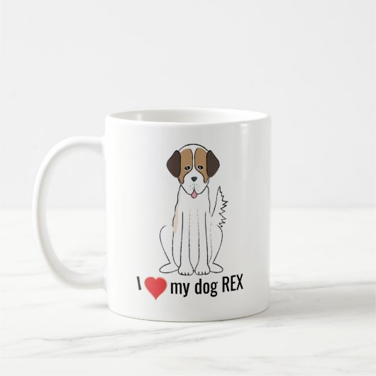 Cute Fun I Heart My Dog Custom Whimsical Koffiemok (Links)