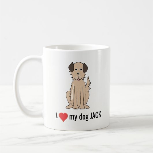 Cute Fun I Heart My Dog Custom Whimsical Koffiemok (Links)