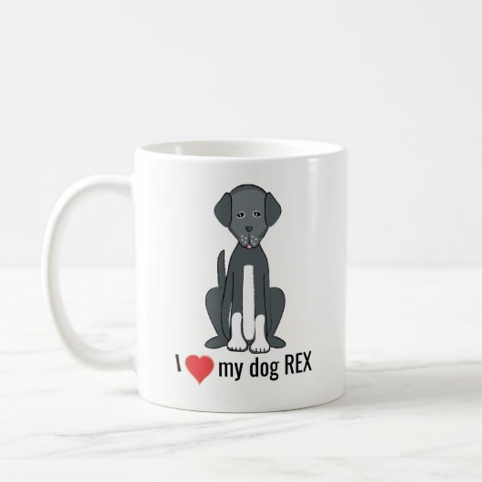 Cute Fun I Heart My Dog Custom Whimsical Koffiemok (Links)