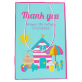 Cute Fun Kinder Beach Summer Birthday Dank je Medium Cadeauzakje (Voorkant)
