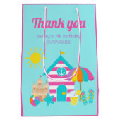 Cute Fun Kinder Beach Summer Birthday Dank je Medium Cadeauzakje (Achterkant)