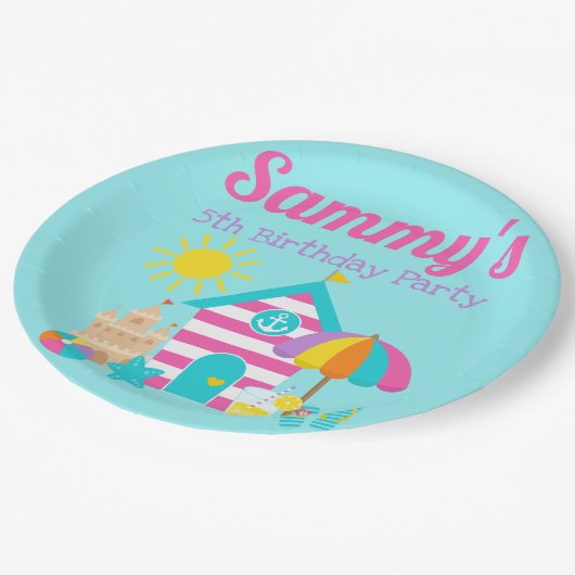 Cute Fun Kinder Beach Summer Papieren Bordje (Gekanteld)