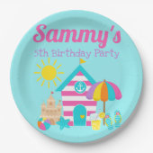 Cute Fun Kinder Beach Summer Papieren Bordje (Voorkant)