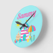 Cute Fun Kinder Beach Summer Ronde Klok (Hoek)