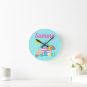 Cute Fun Kinder Beach Summer Ronde Klok (Huis)