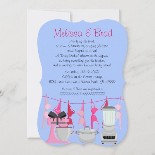 Cute Fun Kitchen Lingerie Bridal Shower Invitation Kaart (Voorkant)
