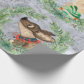 Cute, Fun Llama en Dog Kerstmis Wreaths Cadeaupapier (Hoek)