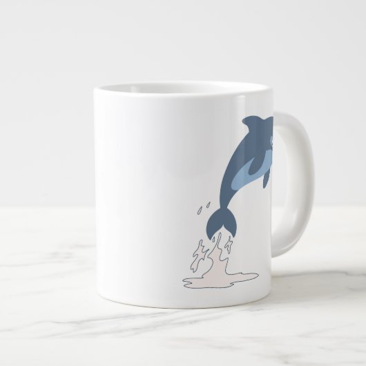 Cute Fun-Loving Cartoon Dolphin Grote Koffiekop (Voorkant rechts)
