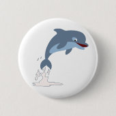 Cute Fun-Loving Cartoon Dolphin Ronde Button 5,7 Cm (Voorkant)