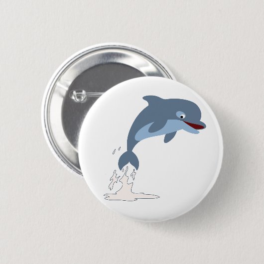Cute Fun-Loving Cartoon Dolphin Ronde Button 5,7 Cm (Voorkant /achterkant)