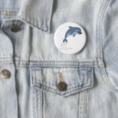 Cute Fun-Loving Cartoon Dolphin Ronde Button 5,7 Cm (In situ)