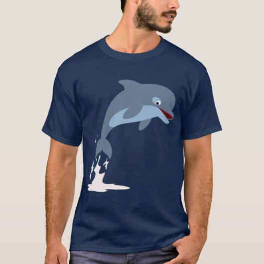 Cute Fun-Loving Cartoon Dolphin T-Shirt (Voorkant)