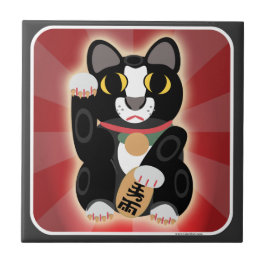 Cute Fun Lucky Tuxedo Cat Cartoon Art Fun Tegeltje