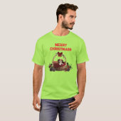 Cute Fun Merry Christmas Puppy Basket T-shirt (Voorkant volledig)