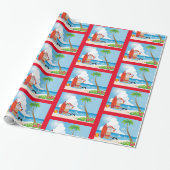 Cute Fun Modern Beach Santa Design Pattern Cadeaupapier (Uitgerold)