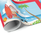 Cute Fun Modern Beach Santa Design Pattern Cadeaupapier (Rol Hoek)