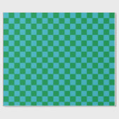 Cute Fun Modern Checkerboard Blue Green Geometric Cadeaupapier (Vlak)
