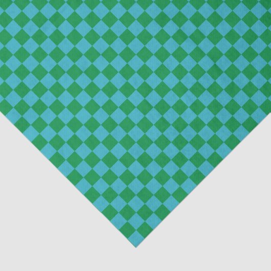Cute Fun Modern Checkerboard Blue Green Geometric Tissuepapier (Detail)