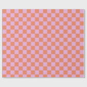 Cute Fun Modern Checkerboard Coral Pink Geometric Cadeaupapier (Vlak)