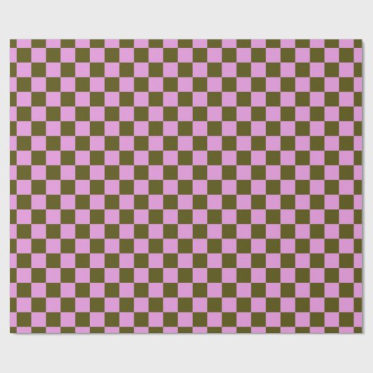 Cute Fun Modern Checkerboard Olive Lila Geometric Cadeaupapier (Vlak)