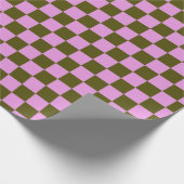 Cute Fun Modern Checkerboard Olive Lila Geometric Cadeaupapier (Hoek)