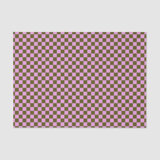 Cute Fun Modern Checkerboard Olive Lilac Geometric Tissuepapier (Voorkant)