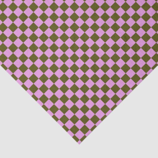 Cute Fun Modern Checkerboard Olive Lilac Geometric Tissuepapier (Detail)