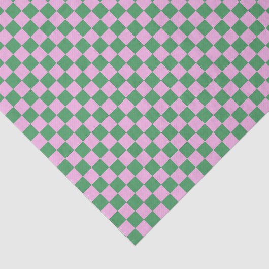 Cute Fun Modern Checkerboard Pink Green Geometric Tissuepapier (Detail)
