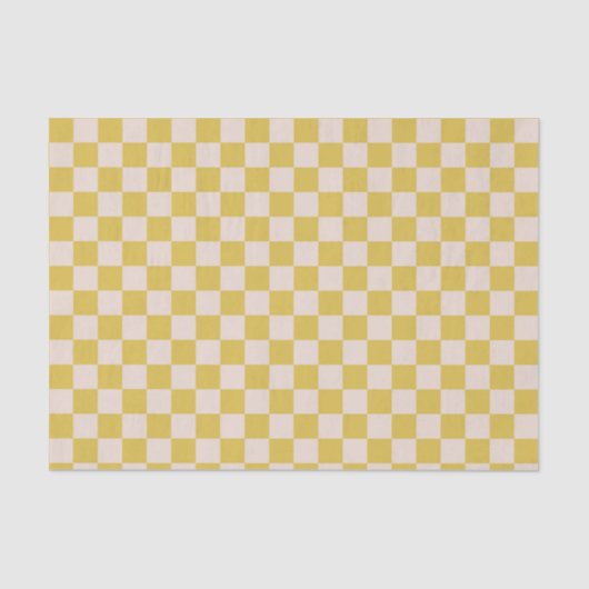 Cute Fun Modern Checkerboard Yellow Geometric Tissuepapier (Voorkant)