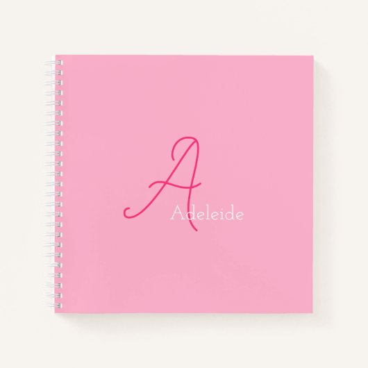 Cute Fun Modern Unique Girly Pink Monogram Notitieboek (Voorkant)