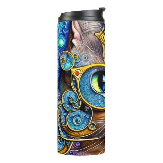 Cute Fun Nerd Cat Wearing Glasses Artwork Thermosbeker (Gedraaid links)