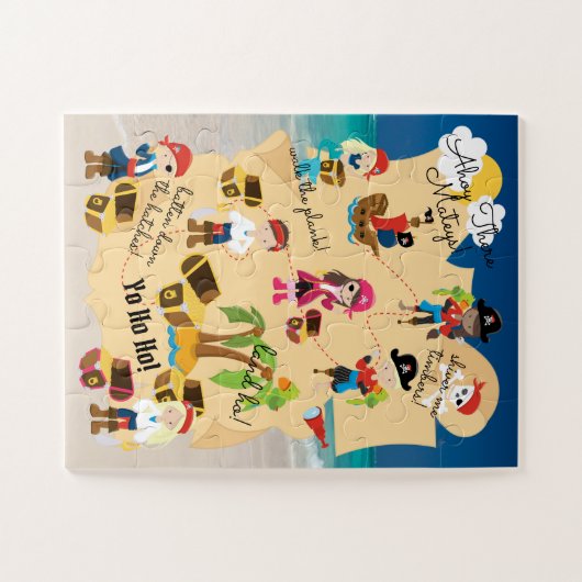 Cute Fun Personalized Pirate Treasure Map Foto Legpuzzel (Horizontaal)