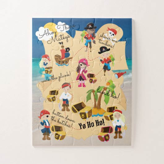 Cute Fun Personalized Pirate Treasure Map Foto Legpuzzel (Verticaal)