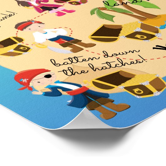 Cute Fun Personalized Pirate Treasure Map Poster (Hoek)